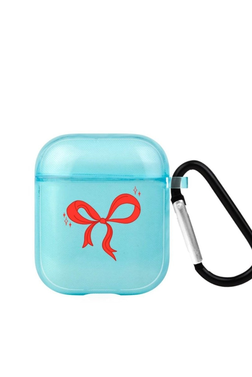 Red Bow AirPods Şeffaf Silikon Kılıf Mavi - SUMTHINCS
