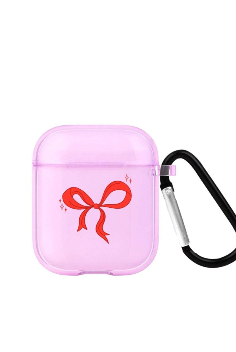 Red Bow AirPods Şeffaf Silikon Kılıf Lila - SUMTHINCS