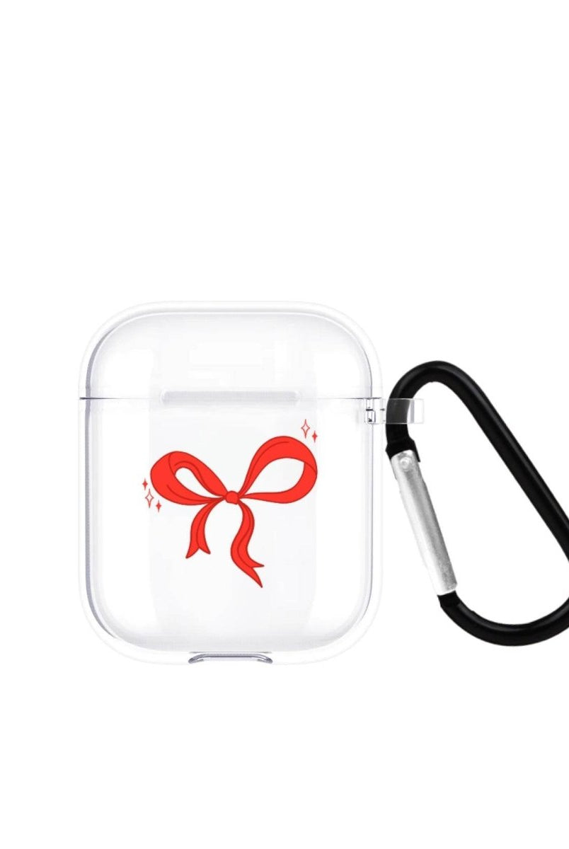 Red Bow AirPods Şeffaf Silikon Kılıf Beyaz Şeffaf - SUMTHINCS