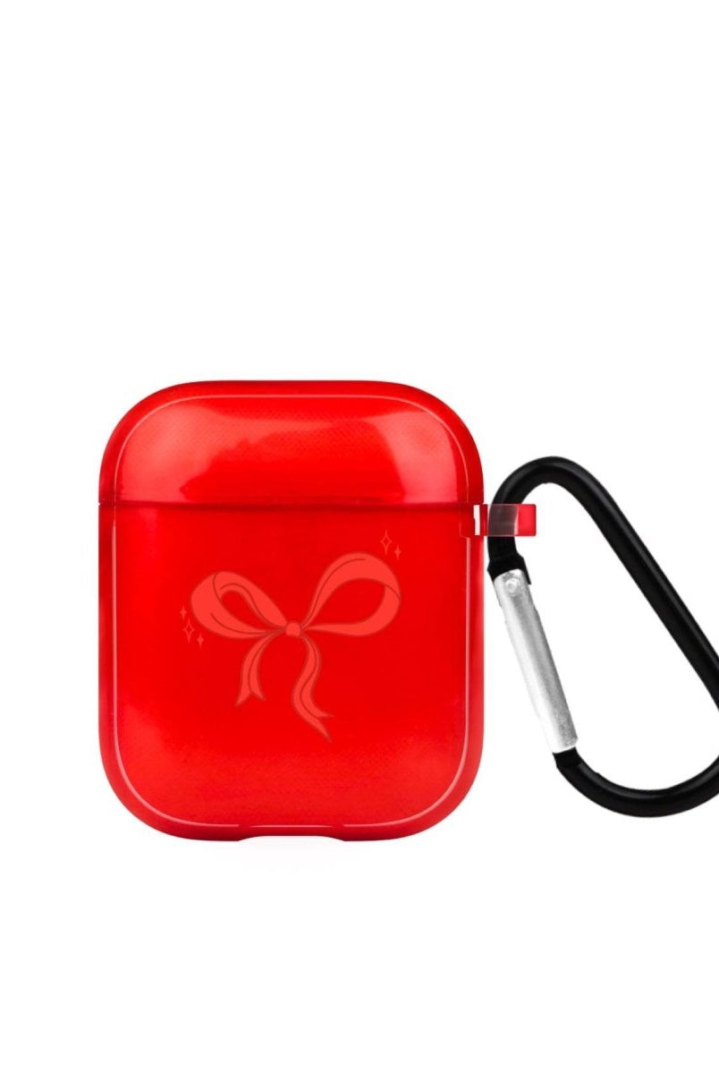 Red Bow AirPods Şeffaf Silikon Kılıf Kırmızı - SUMTHINCS
