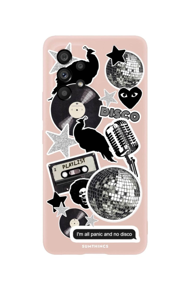 Samsung A06 Disco Stickers Premium Telefon Kılıfı Bej - SUMTHINCS