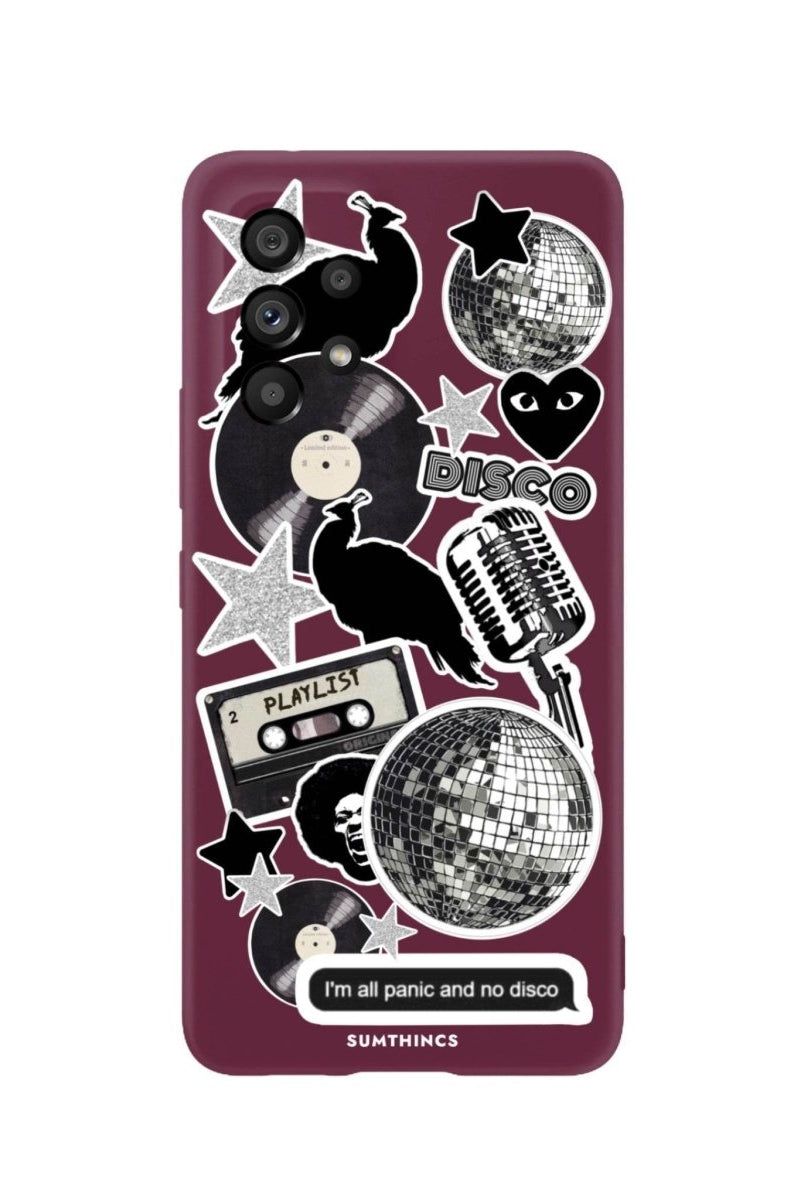 Samsung A06 Disco Stickers Premium Telefon Kılıfı Bordo - SUMTHINCS