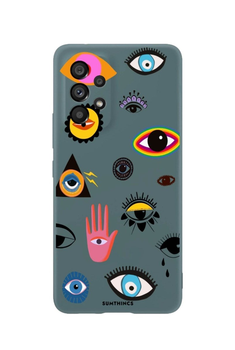 Samsung A06 Eye Stickers Premium Telefon Kılıfı Kaktüs Yeşili - SUMTHINCS