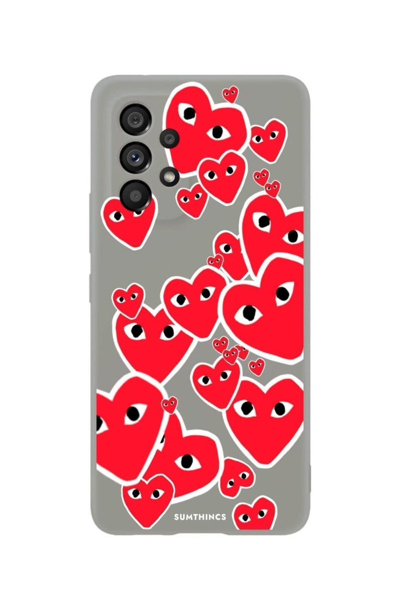 Samsung A06 Hearts Premium Telefon Kılıfı Gri - SUMTHINCS