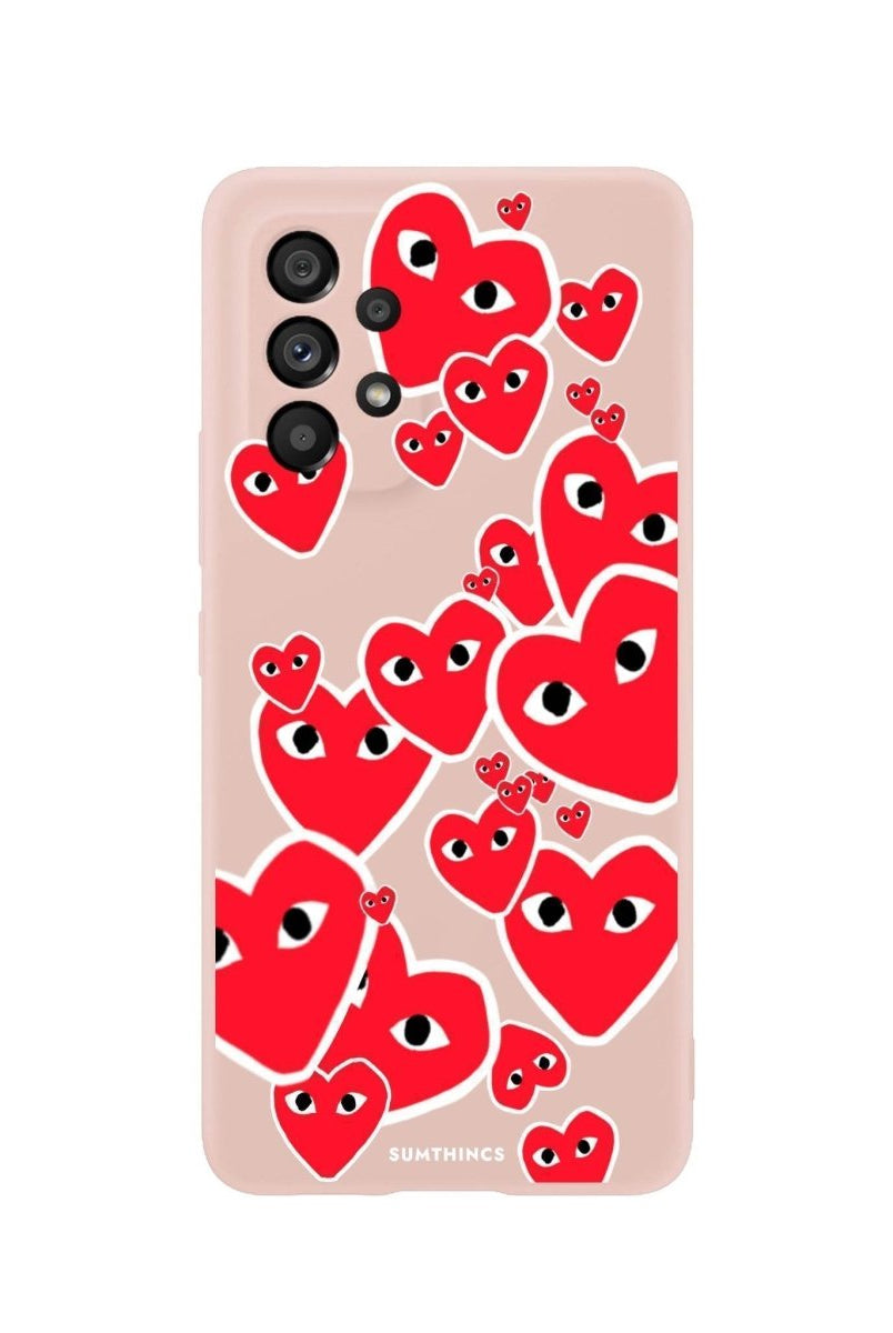 Samsung A06 Hearts Premium Telefon Kılıfı Bej - SUMTHINCS