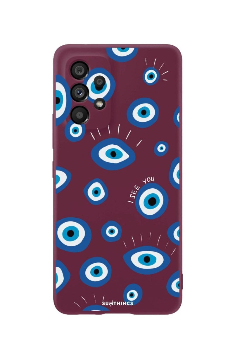 Samsung A06 I See You Premium Telefon Kılıfı Bordo - SUMTHINCS