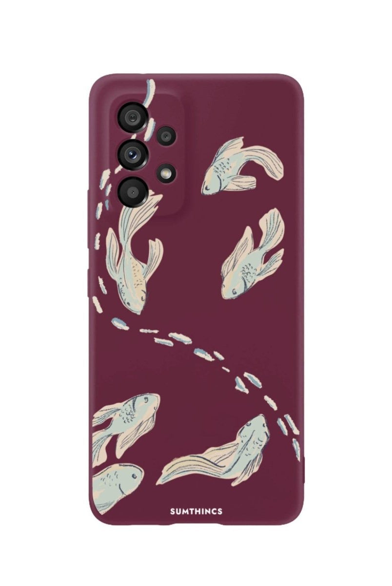 Samsung A06 Koi Fish Premium Telefon Kılıfı Bordo - SUMTHINCS