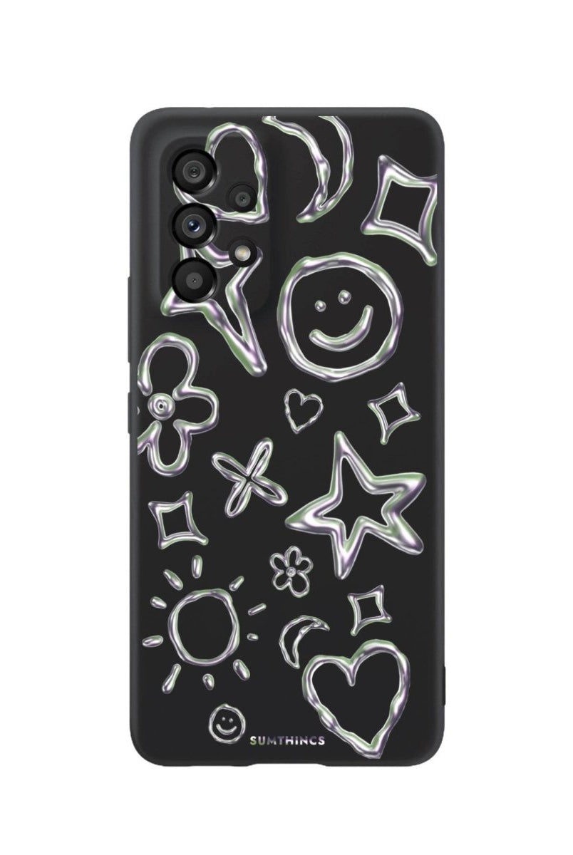 Samsung A06 Silver Doodles Premium Telefon Kılıfı Siyah - SUMTHINCS