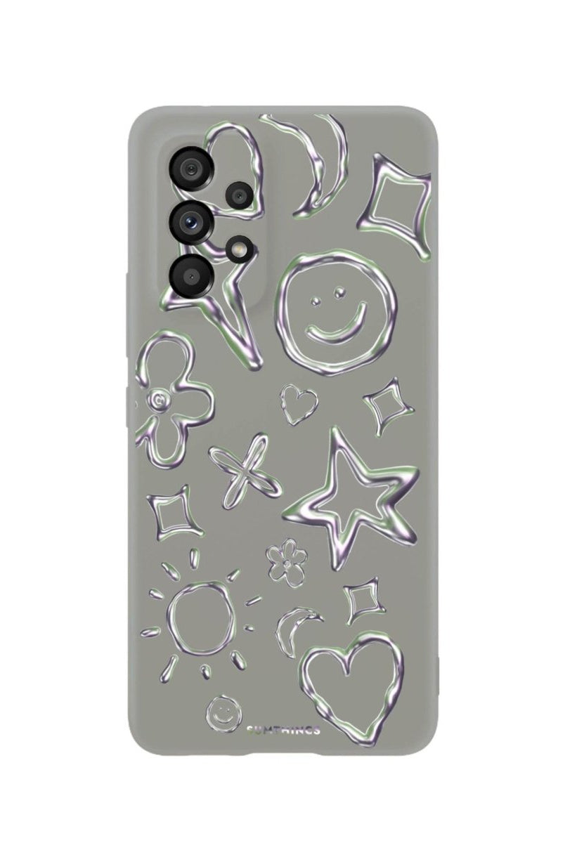 Samsung A06 Silver Doodles Premium Telefon Kılıfı Gri - SUMTHINCS