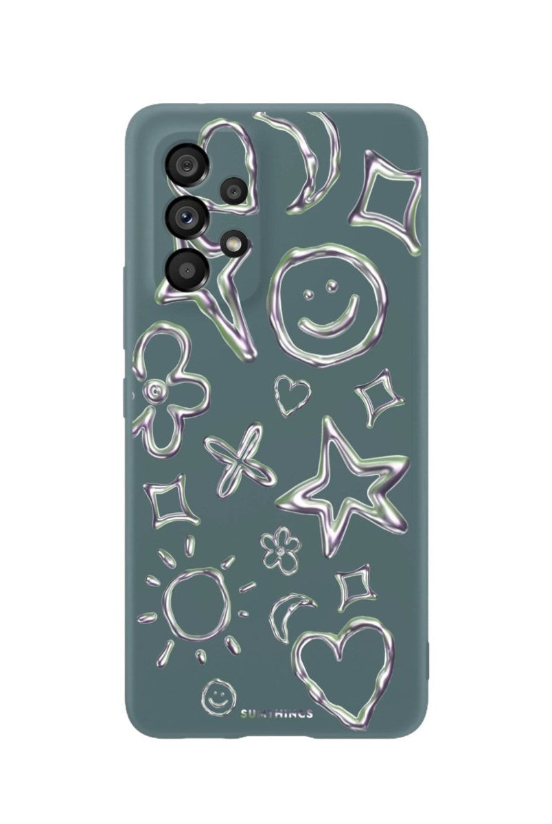Samsung A06 Silver Doodles Premium Telefon Kılıfı Kaktüs Yeşili - SUMTHINCS