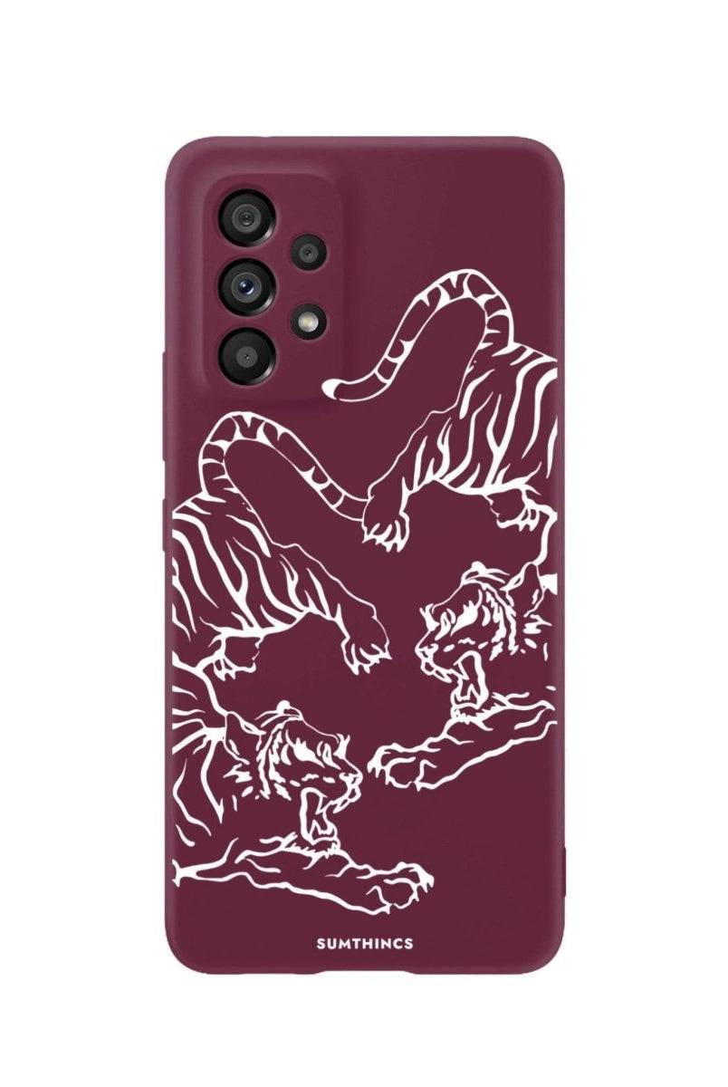 Samsung A06 Tigers Premium Telefon Kılıfı Bordo - SUMTHINCS