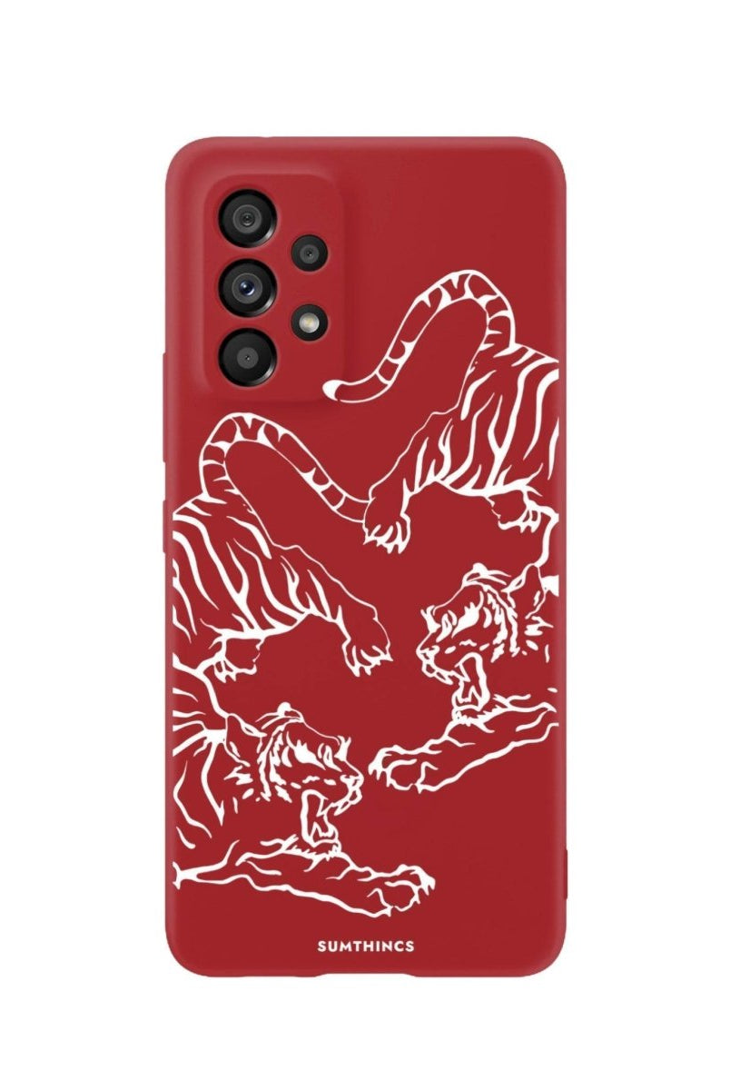 Samsung A06 Tigers Premium Telefon Kılıfı Kırmızı - SUMTHINCS