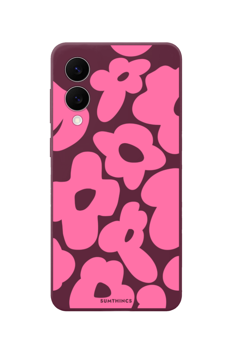 Samsung A07 Daisy Pop Premium Telefon Kılıfı Bordo - SUMTHINCS