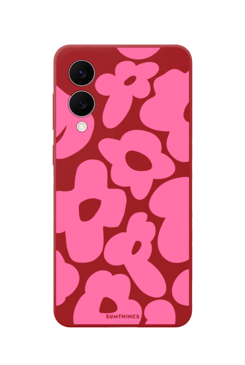 Samsung A07 Daisy Pop Premium Telefon Kılıfı Kırmızı - SUMTHINCS