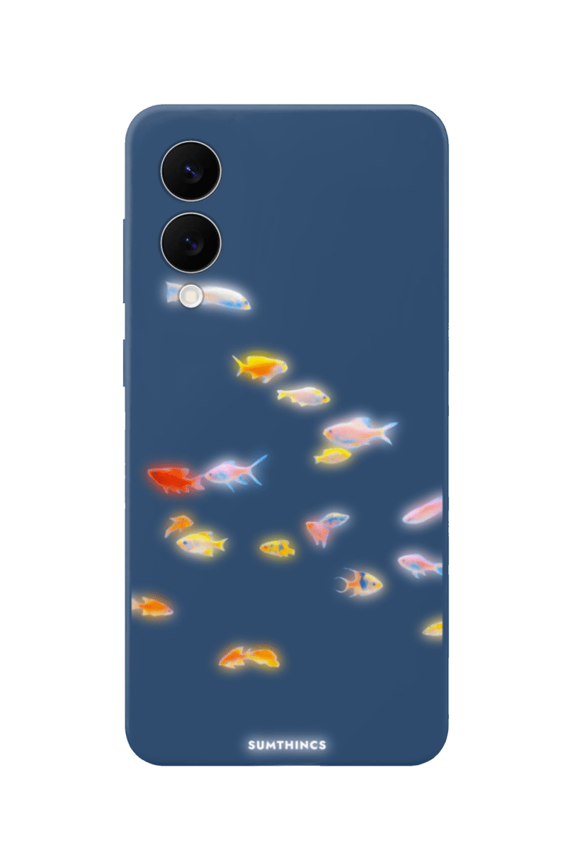 Samsung A07 Neon Fish Premium Telefon Kılıfı Pasifik Mavi - SUMTHINCS