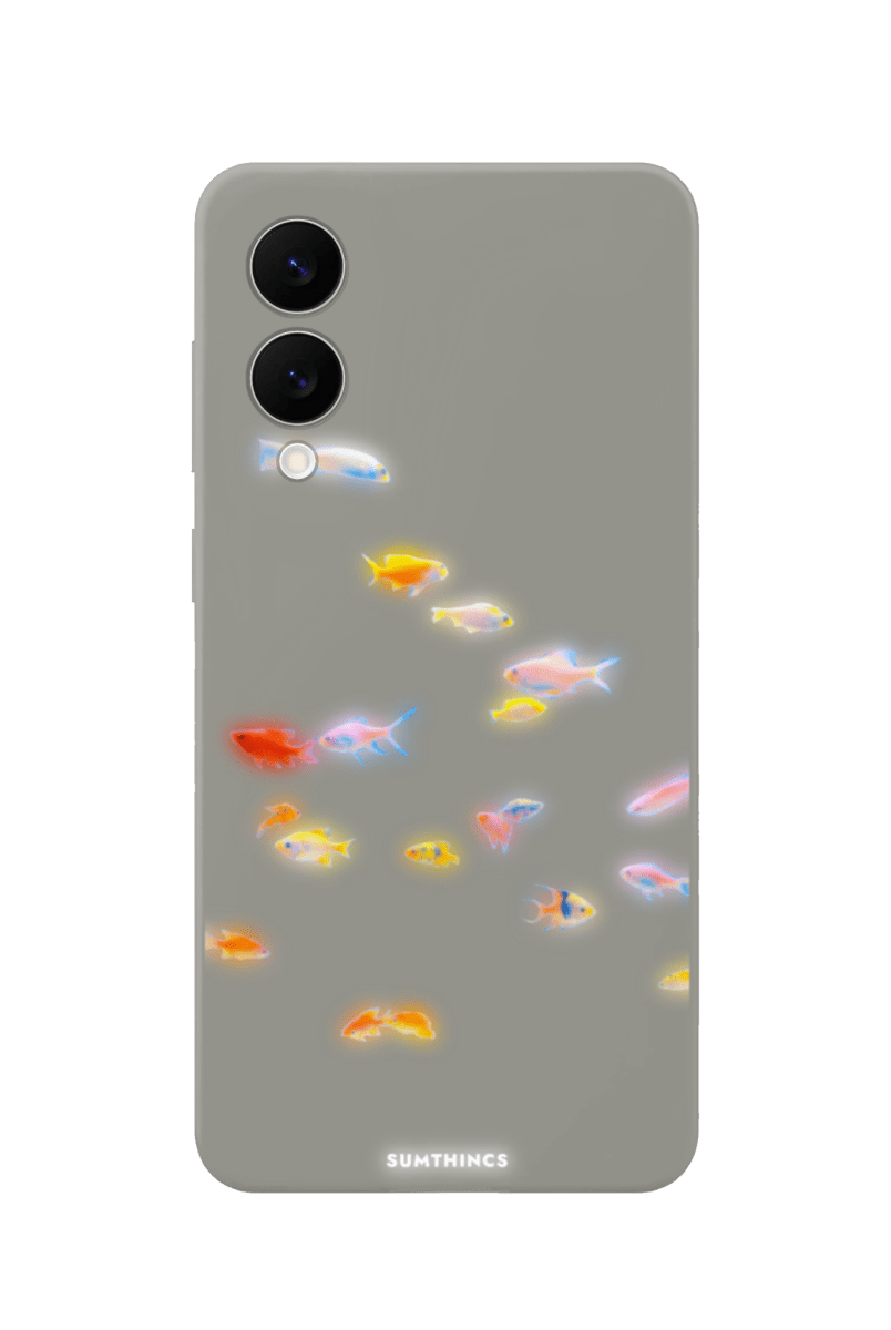 Samsung A07 Neon Fish Premium Telefon Kılıfı Gri - SUMTHINCS