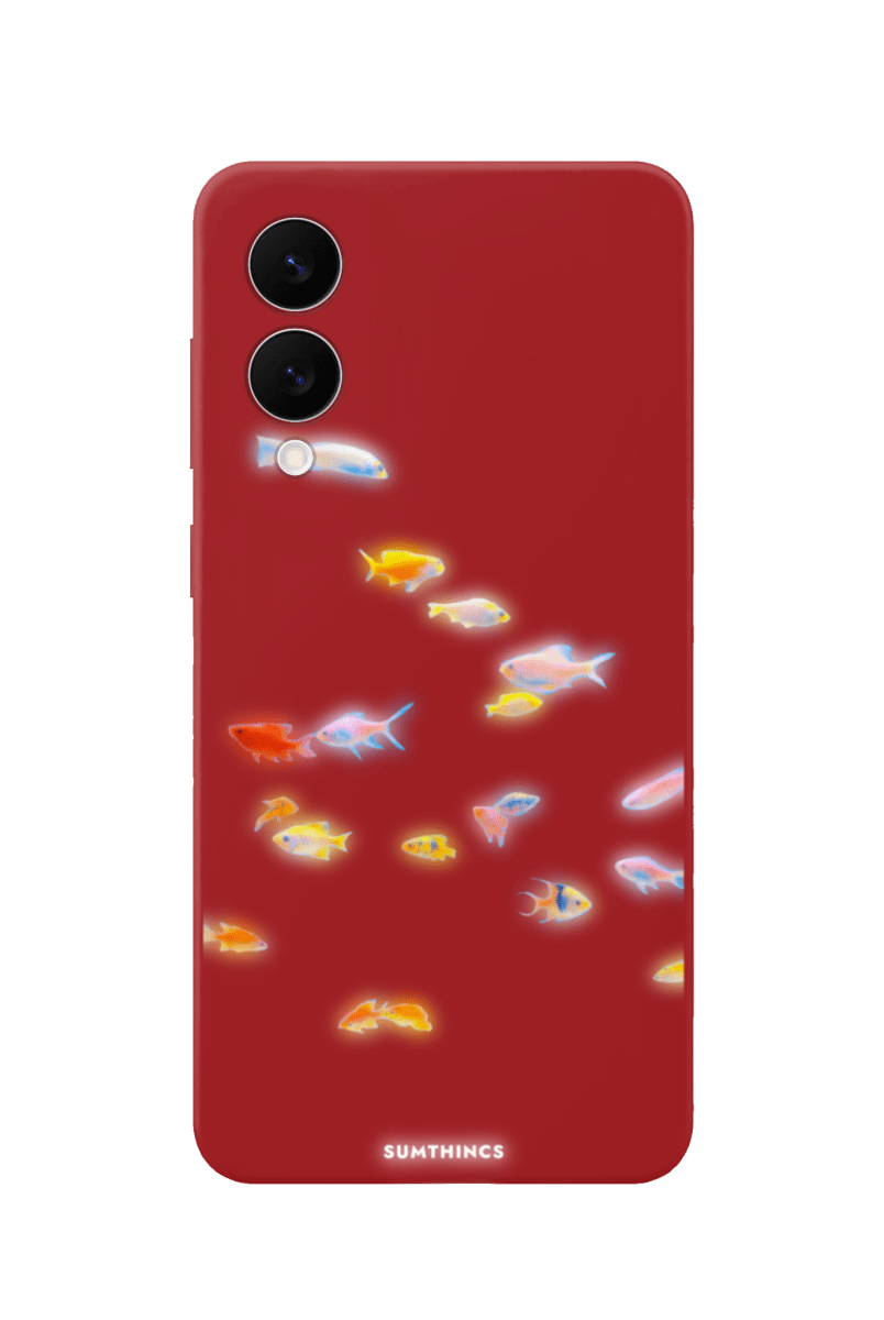 Samsung A07 Neon Fish Premium Telefon Kılıfı Kırmızı - SUMTHINCS