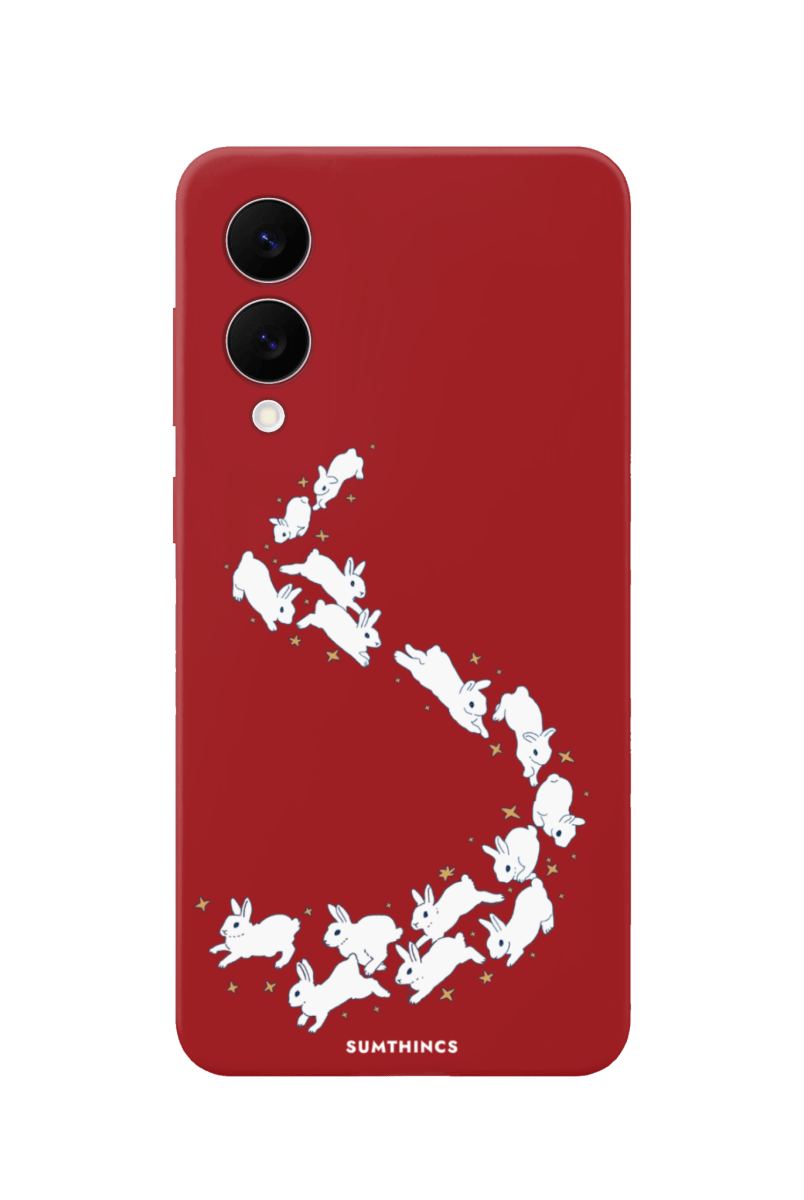 Samsung A07 Starry Bunnies Premium Telefon Kılıfı Kırmızı - SUMTHINCS