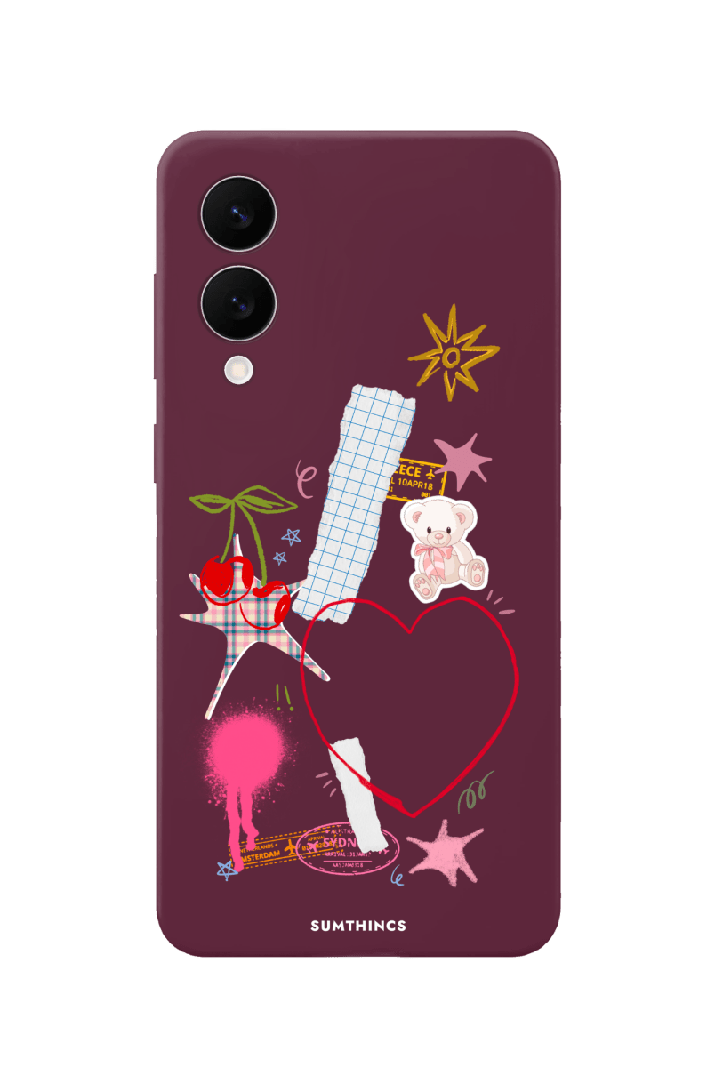 Samsung A07 Sweet Chaos Premium Telefon Kılıfı Bordo - SUMTHINCS