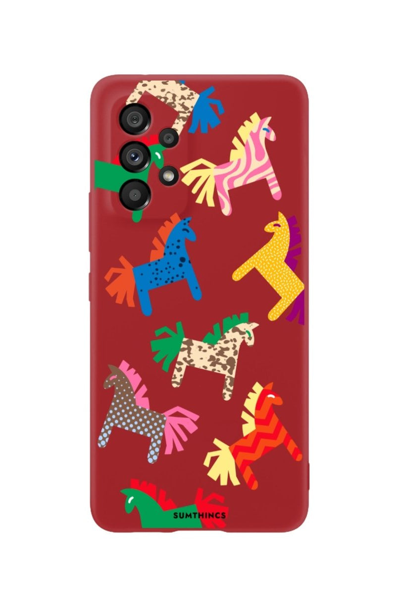 Samsung A13 Ponies Premium Telefon Kılıfı Kırmızı - SUMTHINCS