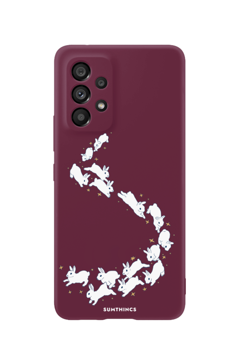 Samsung A13 Starry Bunnies Premium Telefon Kılıfı Bordo - SUMTHINCS