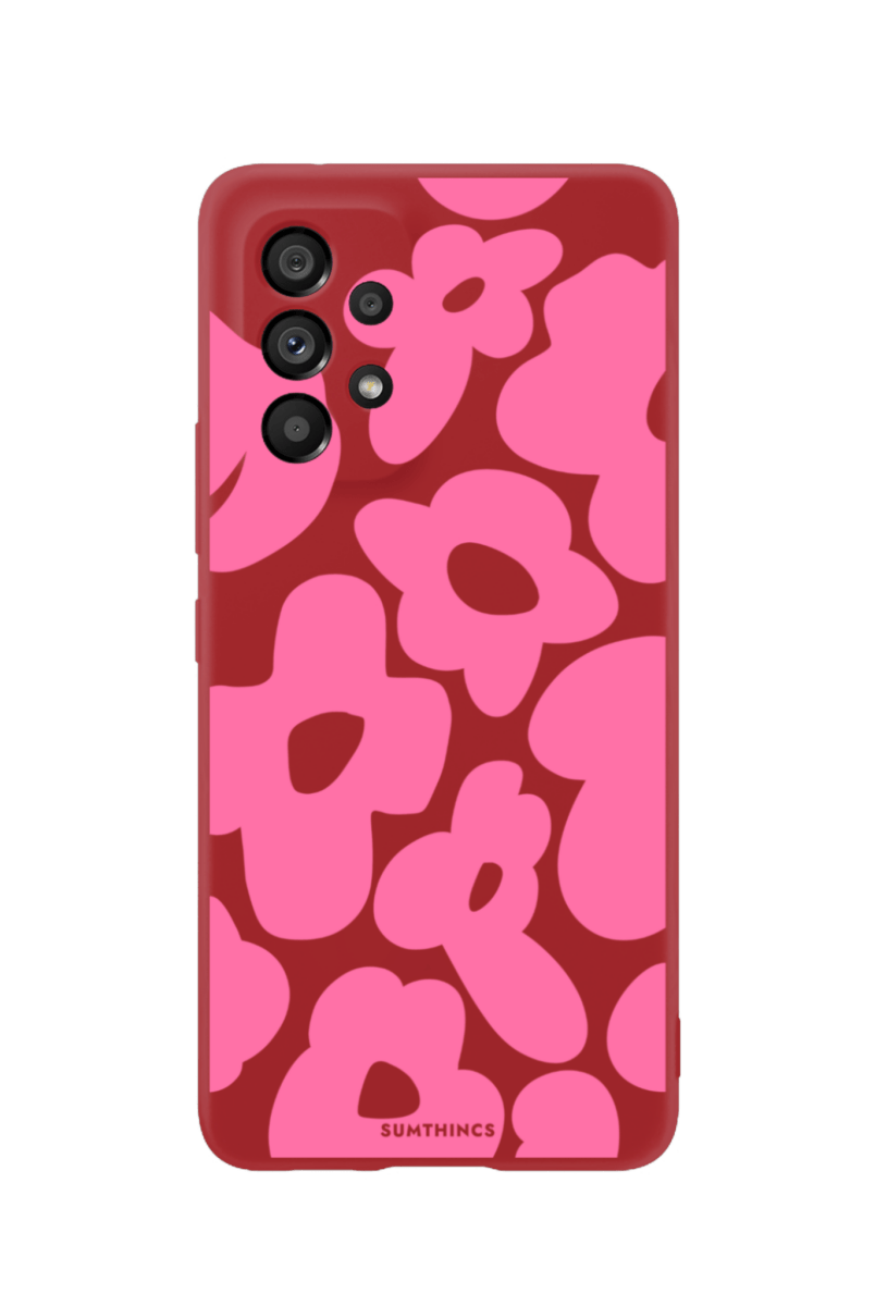 Samsung A14 Daisy Pop Premium Telefon Kılıfı Kırmızı - SUMTHINCS