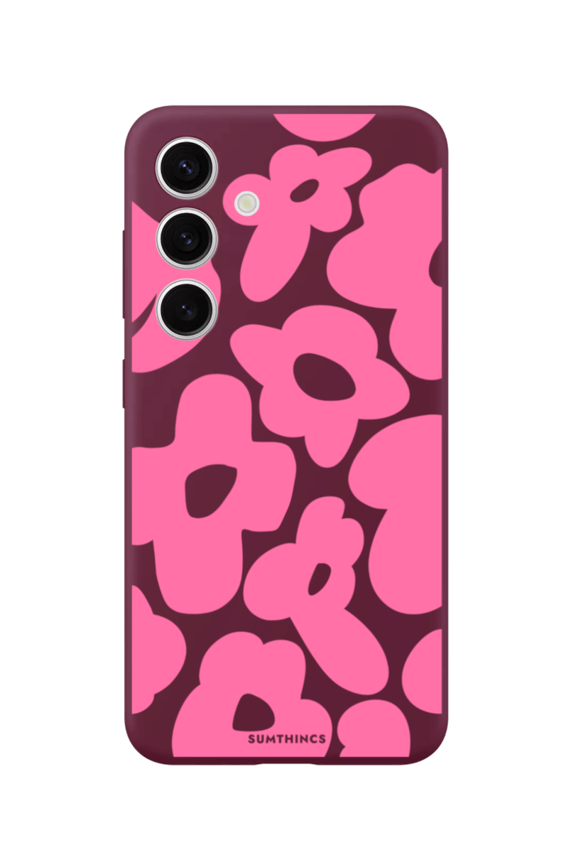 Samsung A14 Daisy Pop Premium Telefon Kılıfı Bordo - SUMTHINCS