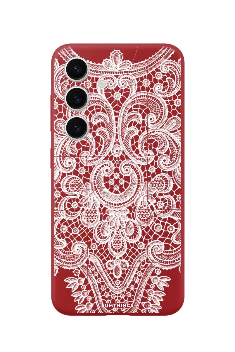 Samsung A14 Lacework Premium Telefon Kılıfı Kırmızı - SUMTHINCS