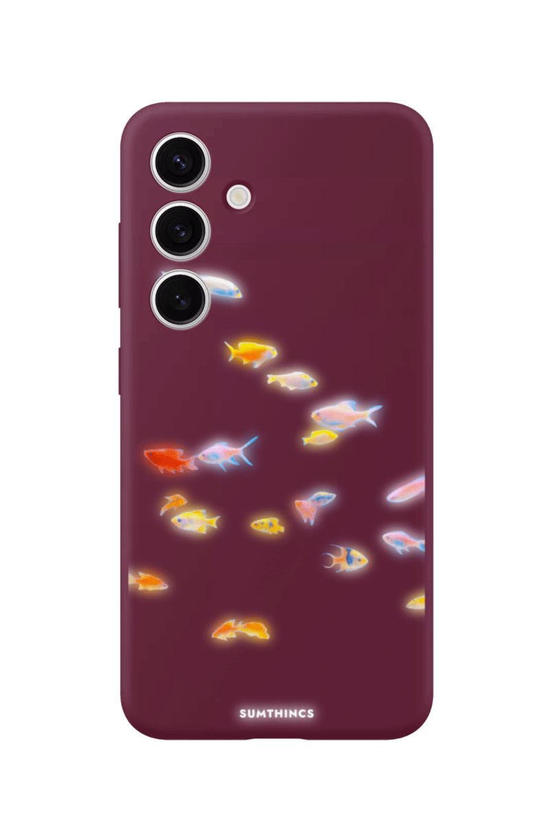 Samsung A14 Neon Fish Premium Telefon Kılıfı Bordo - SUMTHINCS