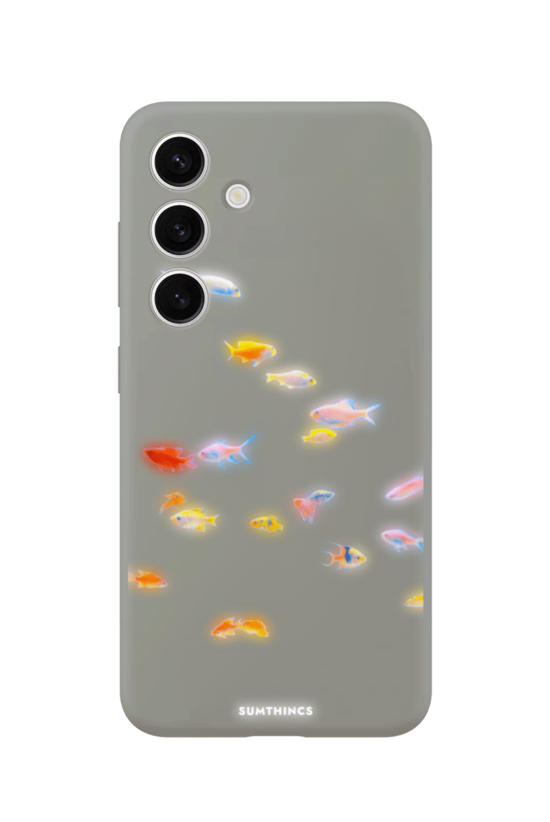 Samsung A14 Neon Fish Premium Telefon Kılıfı Gri - SUMTHINCS