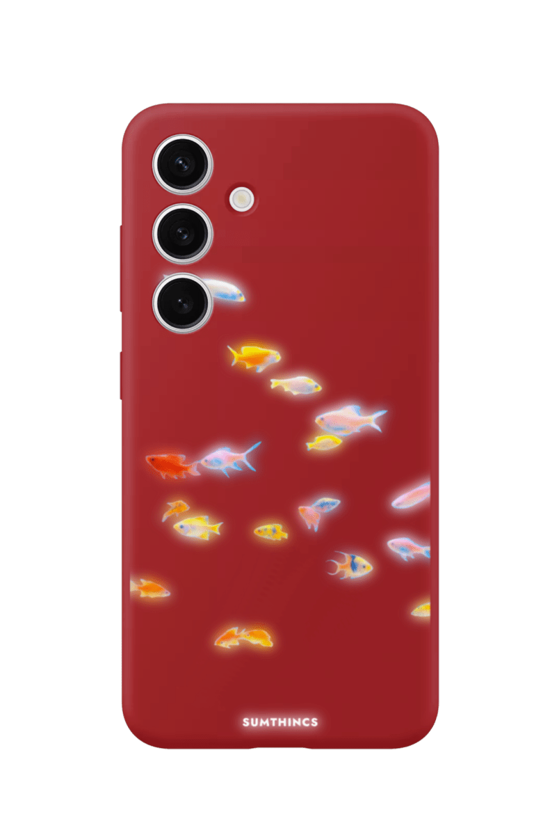 Samsung A14 Neon Fish Premium Telefon Kılıfı Kırmızı - SUMTHINCS