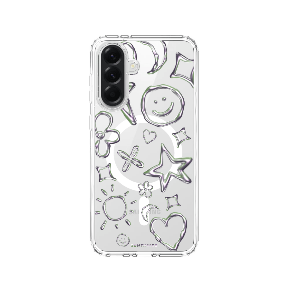 Samsung A56 Silver Doodles Clear Magsafe Telefon Kılıfı - SUMTHINCS