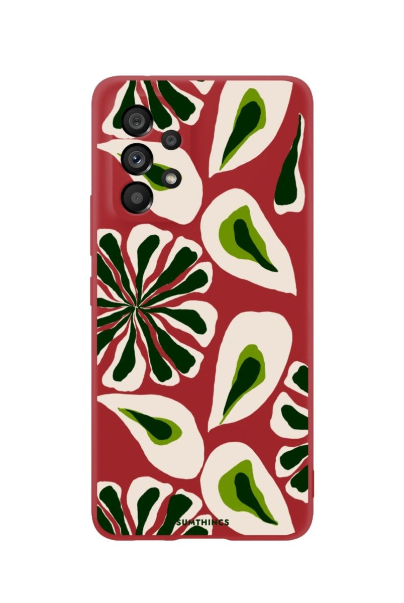 Samsung A73 Leafs Premium Telefon Kılıfı Kırmızı - SUMTHINCS