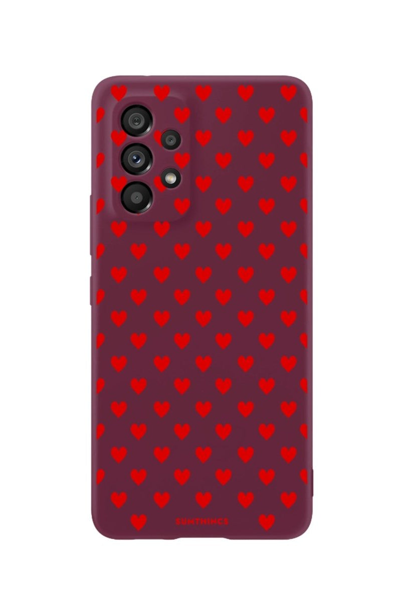 Samsung A73 Little Hearts Premium Telefon Kılıfı Bordo - SUMTHINCS