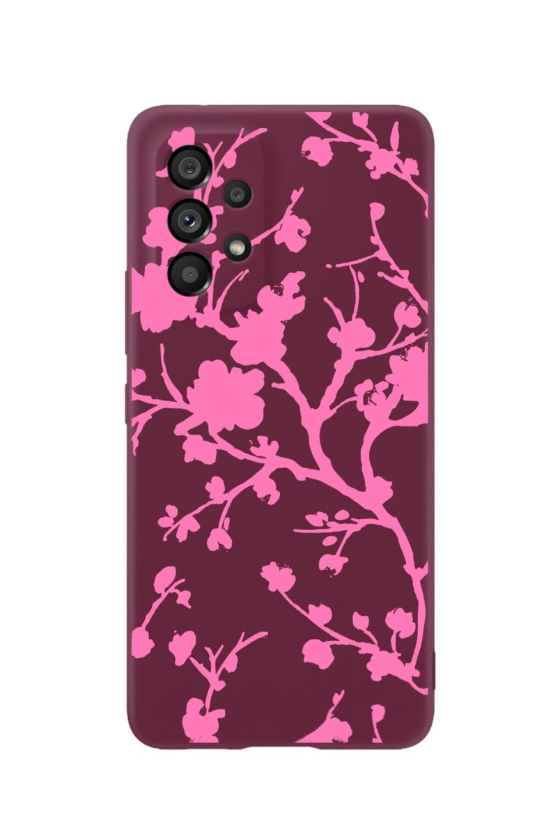 Samsung A73 Sakura Premium Telefon Kılıfı Bordo - SUMTHINCS