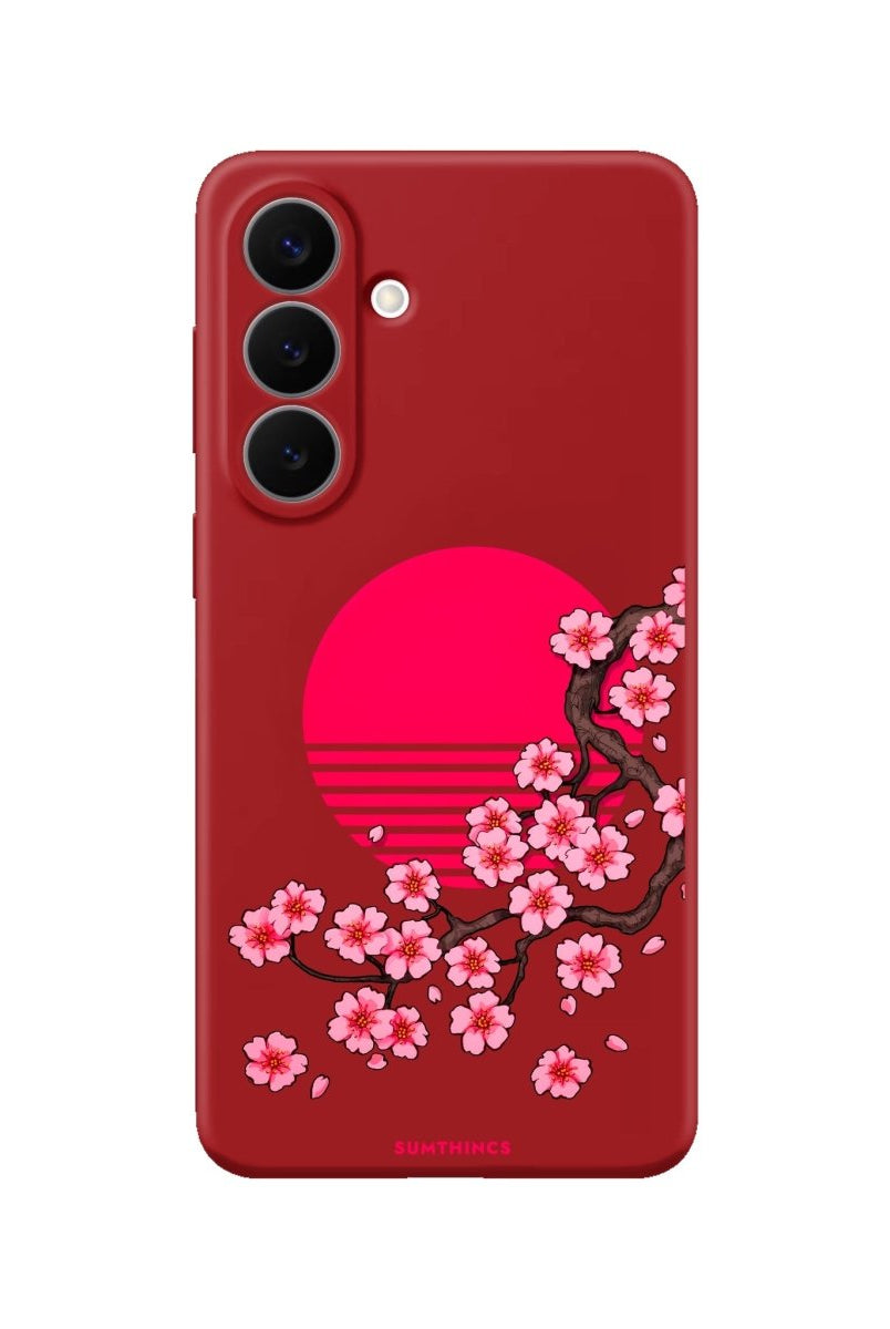 Samsung Cherry Blossom Dawn Premium Telefon Kılıfı Kırmızı - Sumthincs