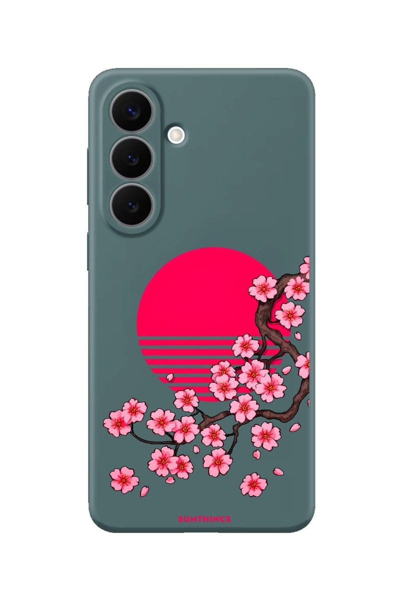 Samsung Cherry Blossom Dawn Premium Telefon Kılıfı Kaktüs Yeşili - Sumthincs