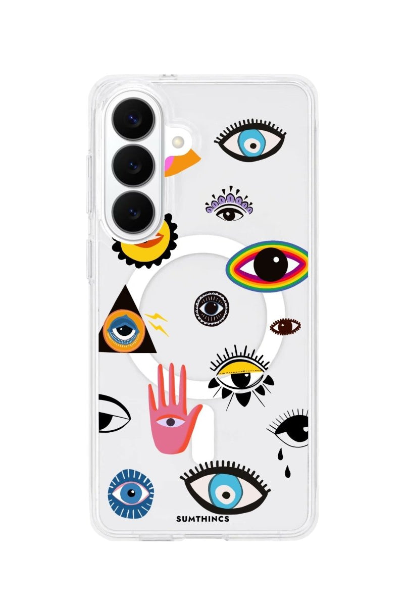 Samsung Eye Stickers Clear Magsafe Telefon Kılıfı - Sumthincs