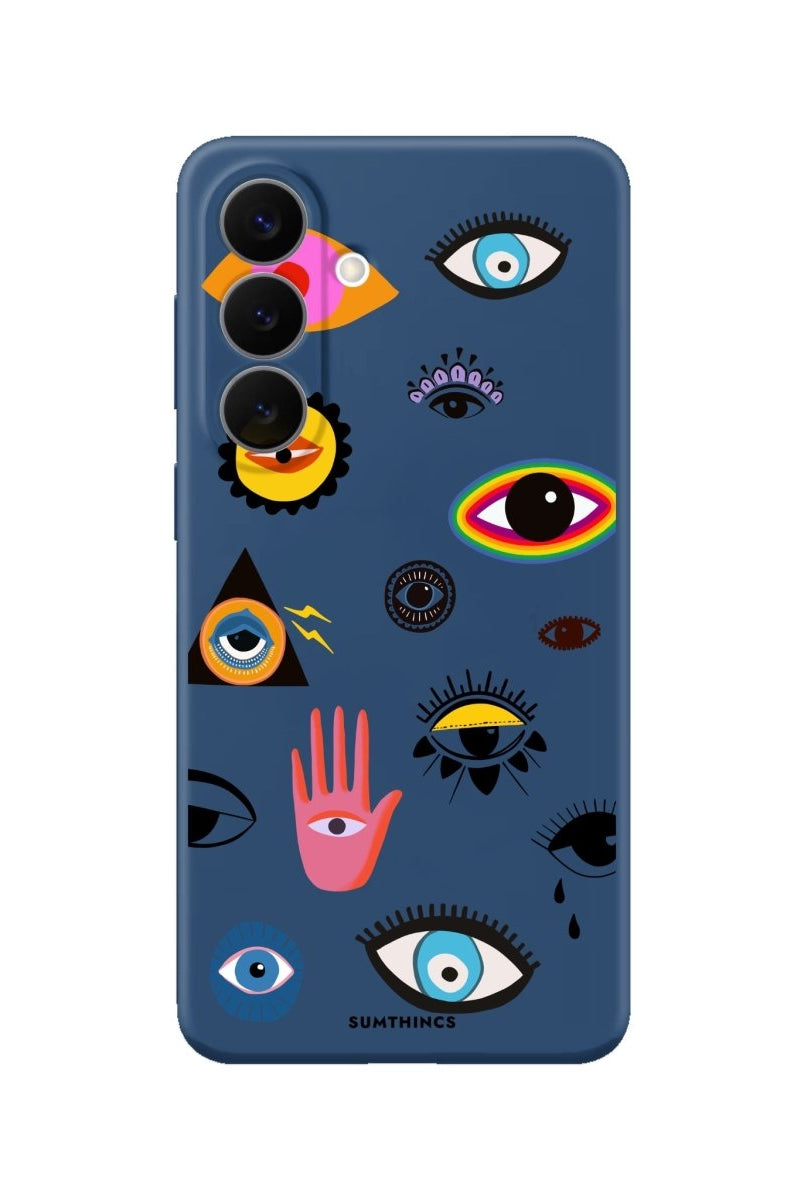Samsung Eye Stickers Premium Telefon Kılıfı Pasifik Mavi - Sumthincs