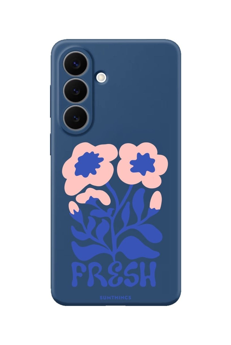 Samsung Fresh Flowers Premium Telefon Kılıfı Pasifik Mavi - Sumthincs