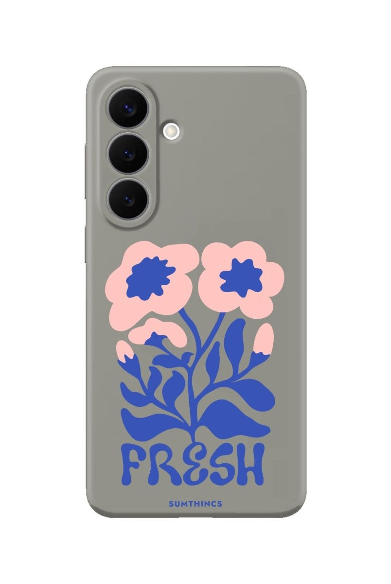 Samsung Fresh Flowers Premium Telefon Kılıfı Gri - Sumthincs