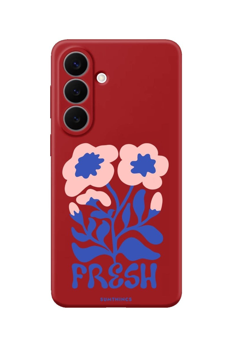 Samsung Fresh Flowers Premium Telefon Kılıfı Kırmızı - Sumthincs