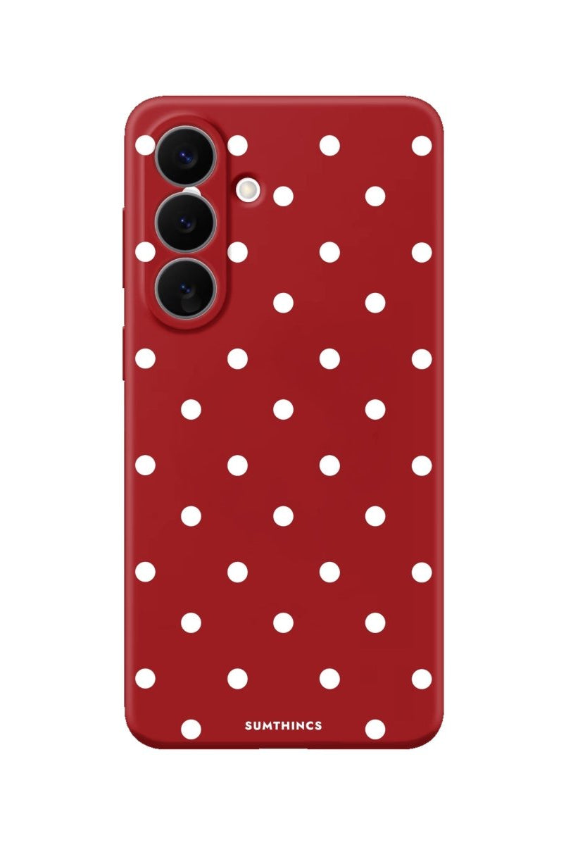 Samsung Polka Dots Premium Telefon Kılıfı Kırmızı - Sumthincs