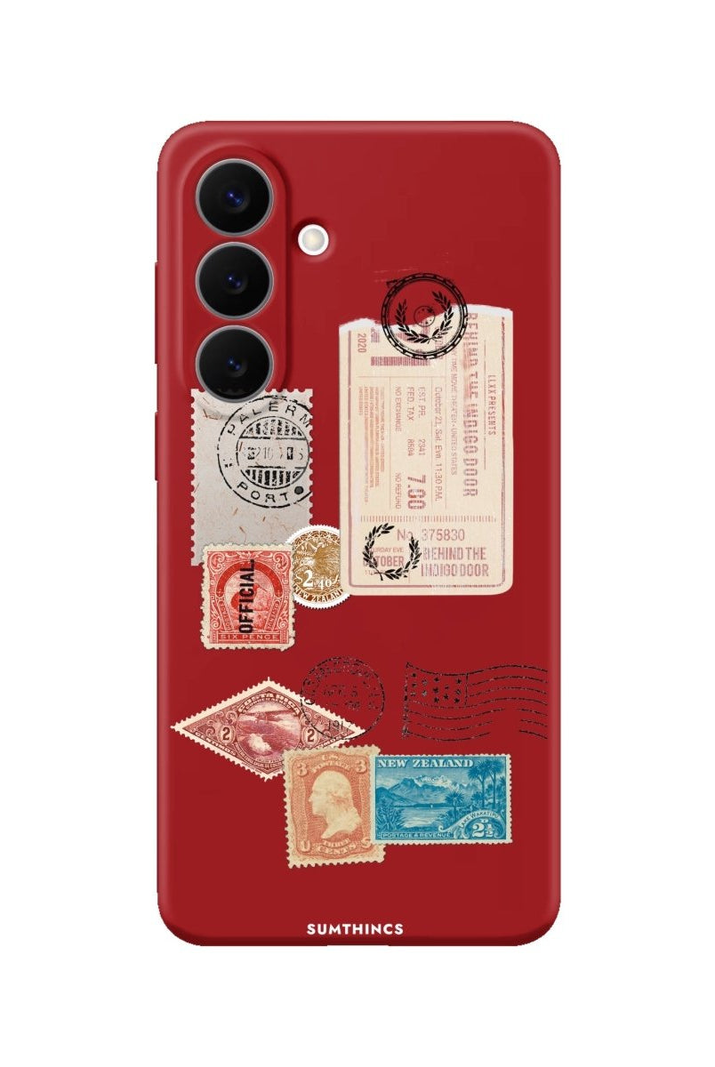 Samsung Post Stamps Premium Telefon Kılıfı Kırmızı - Sumthincs