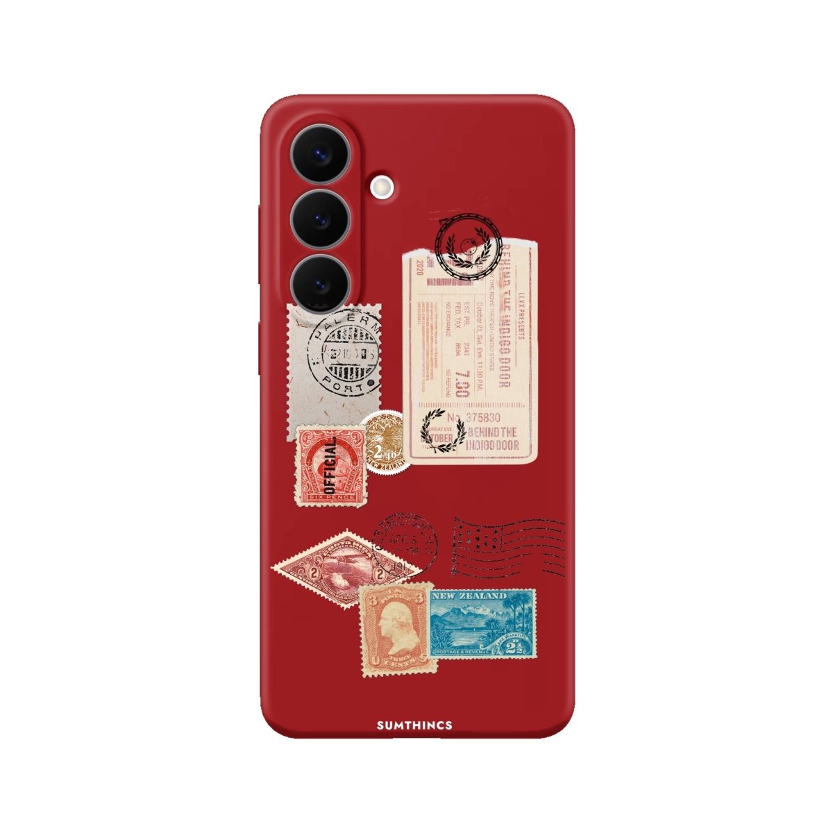Samsung Post Stamps Premium Telefon Kılıfı Kırmızı - Sumthincs