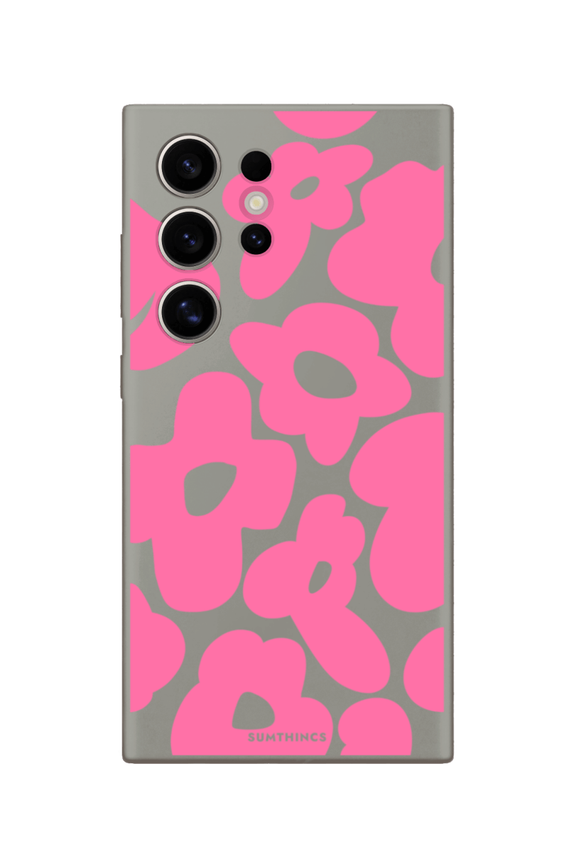 Samsung S22 Ultra Daisy Pop Premium Telefon Kılıfı Gri - SUMTHINCS