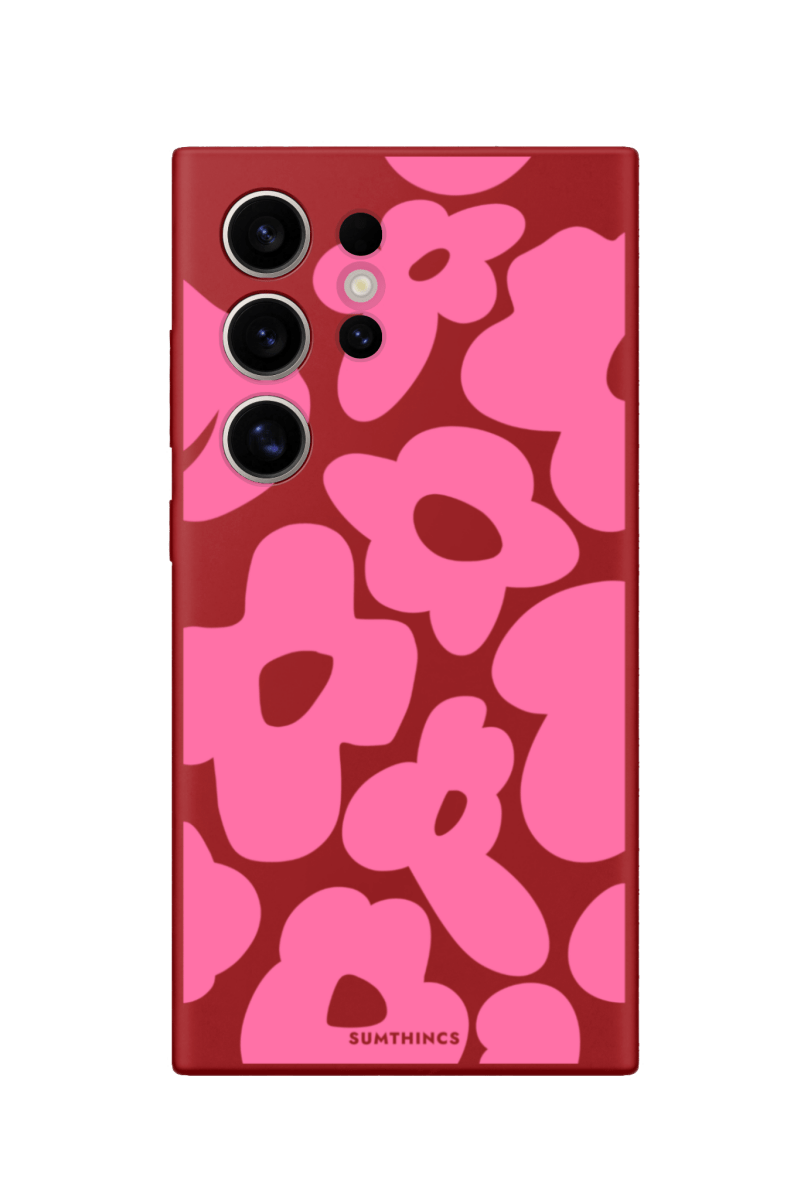 Samsung S22 Ultra Daisy Pop Premium Telefon Kılıfı Kırmızı - SUMTHINCS