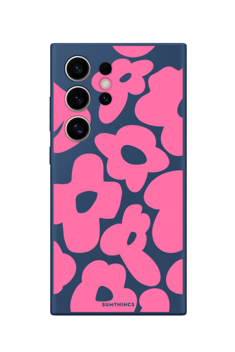 Samsung S22 Ultra Daisy Pop Premium Telefon Kılıfı Pasifik Mavi - SUMTHINCS