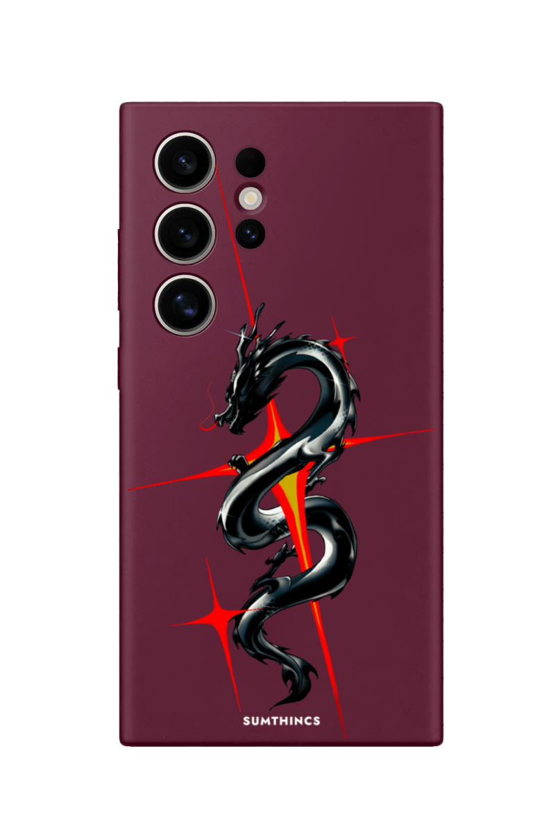 Samsung S22 Ultra Dragonflare Premium Telefon Kılıfı Bordo - SUMTHINCS