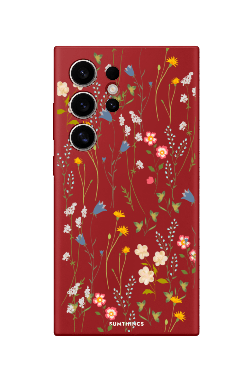 Samsung S22 Ultra Eternal Garden Premium Telefon Kılıfı Kırmızı - SUMTHINCS